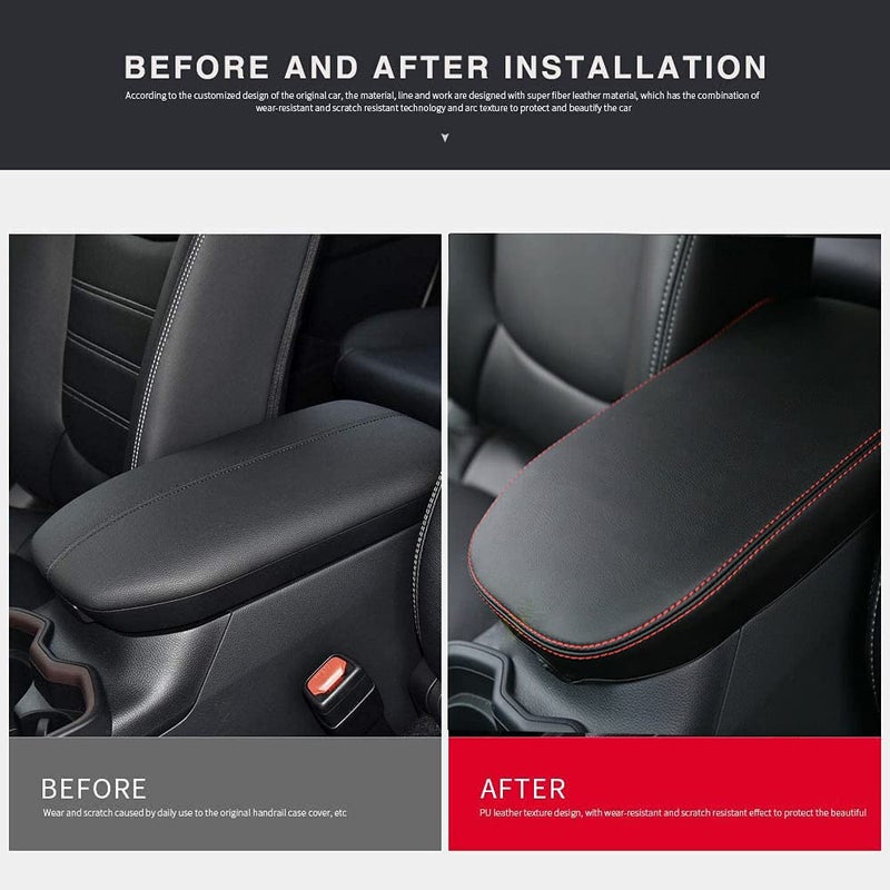 INTGET for Toyota RAV4 Accessories 2025 2024 2023 2022 2021 2020 2019 and 2021-2024 RAV-4 Prime Center Console Cover Leather Armrest Middle Console Lid Cover Arm Rest Covering Car(Red) - Image 2